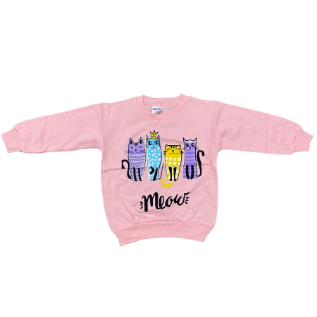 Fete - Bluziță roz pentru copii cu pisicuțe colorate „Meow”