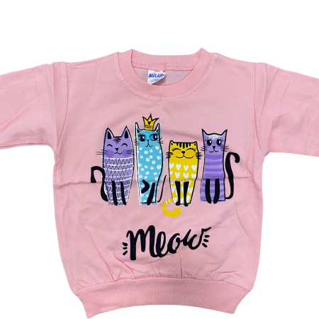 Bluziță roz pentru copii cu pisicuțe colorate „Meow” [1]