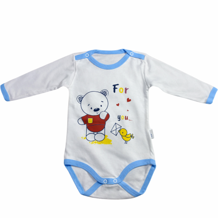 Articole de noapte - Body bebe alb cu mânecă lungă – model iepuraș