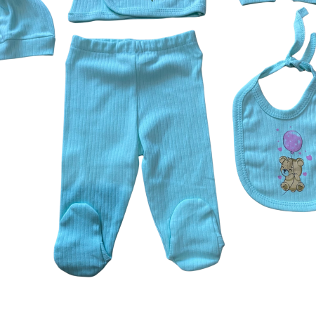 Set 5 piese cu imprimeu ursuleți – bluză, pantaloni, bavețică, căciuliță și mănuși [4]