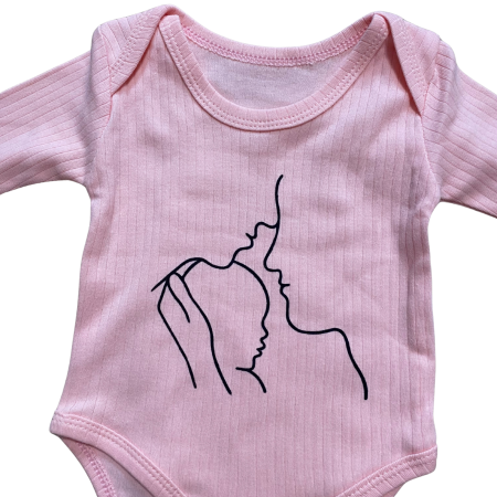 Body bebe din bumbac fin cu mânecă lungă și imprimeu artistic „Mamă și copil” [1]