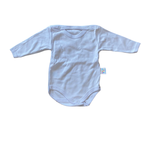 Articole de iarna - Body alb simplu cu mânecă lungă din bumbac moale