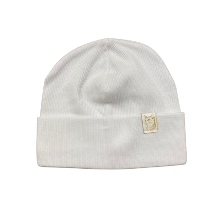 Bebeluși fete - Căciuliță pentru bebeluși din bumbac, cu etichetă pisicuță