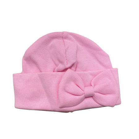 Bebeluși fete - Căciuliță pentru bebeluși din bumbac, cu fundiță decorativă