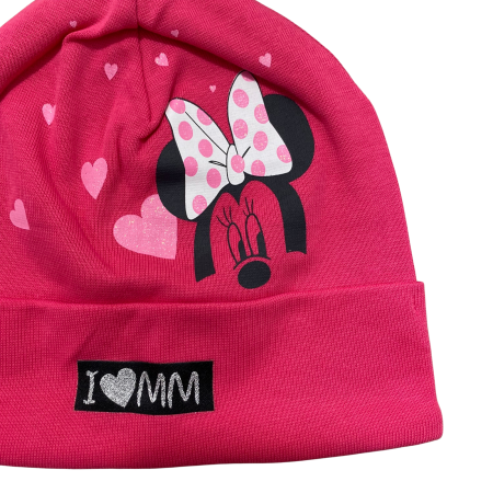 Căciuliță pentru bebeluși din bumbac, cu imprimeu Minnie Mouse și inimioare [2]