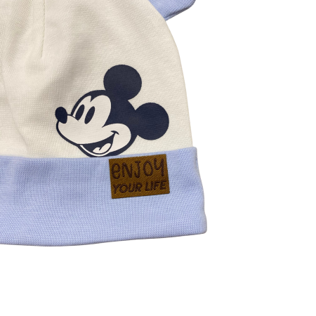Căciuliță pentru bebeluși din bumbac, cu urechiușe și imprimeu Mickey Mouse [1]