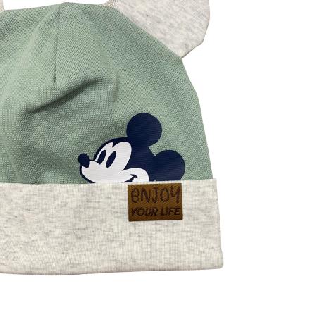 Căciuliță pentru bebeluși din bumbac, cu urechiușe și imprimeu Mickey Mouse [1]