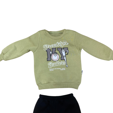 Compleu băiețel albastru „Brooklyn Ballers” – bluză sport și pantaloni negri [1]