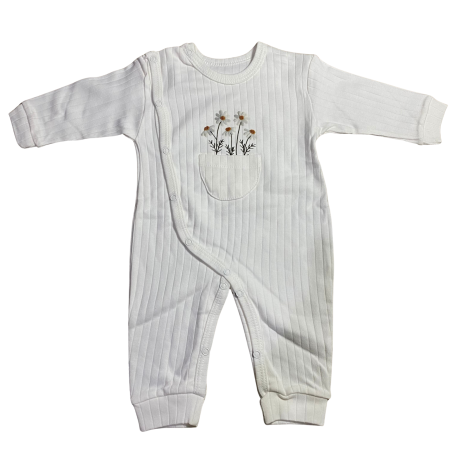 Rochii și salopete - Salopetă bebe cu model floral și buzunar decorativ