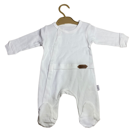 Articole de iarna - Salopetă bebe simplă cu textură reiată și închidere laterală