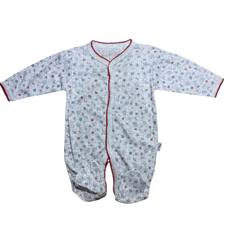 Salopete - Salopetă bebe cu imprimeu delicat și închidere frontală