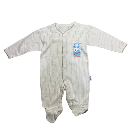 Salopete - Salopetă bebe cu broderie panda și închidere frontală