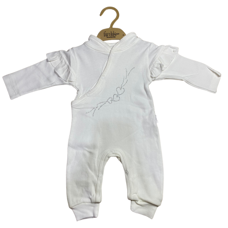 Rochii și salopete - Salopetă bebe elegantă cu inimioare și volănașe