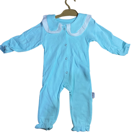 Salopete - Salopetă bebe elegantă cu guler decorativ și textură reiată