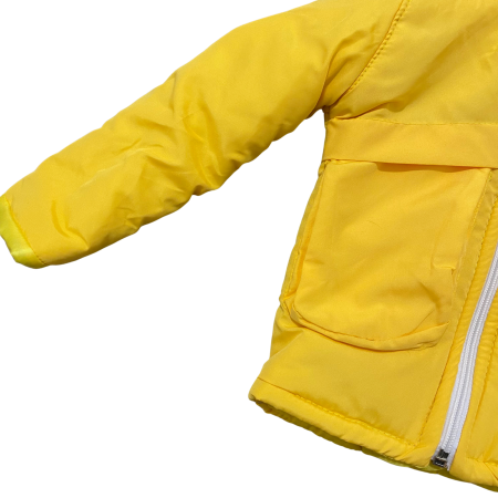 Geacă groasă copii galbenă cu glugă și buzunare frontale „Black Whit Street Wear” [4]