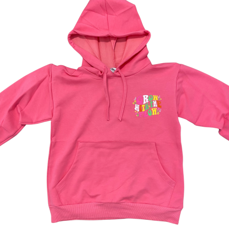 Hanorac roz cu glugă pentru copii – imprimeu „Grow with the Flow” [1]
