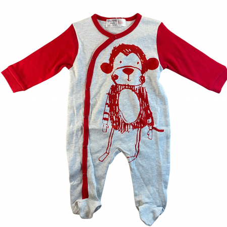 Articole de noapte - Salopetă-pijama din bumbac moale – model cu maimuțică