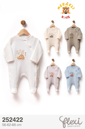 Salopetă bebe din bumbac cu broderie mașinuță