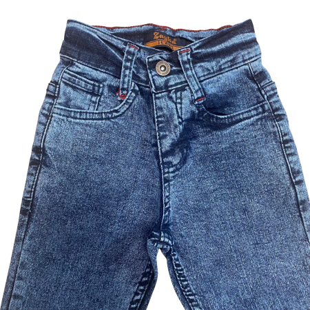 Blugi clasici din denim albastru cu talie ajustabilă [2]