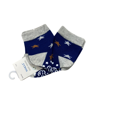 Set 2 perechi șosetuțe bebeluș antiderapante din bumbac – bleumarin cu steluțe, moi și confortabile [1]