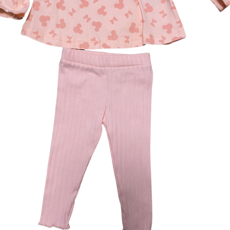 Compleu fetiță roz cu imprimeu fluturi și fundiță decorativă – model delicat cu colanți [2]