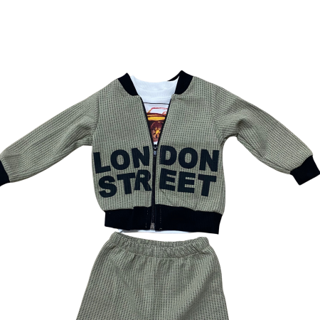 Set 3 piese copii, bluza cu imprimeu masini, hanorac si pantaloni [1]