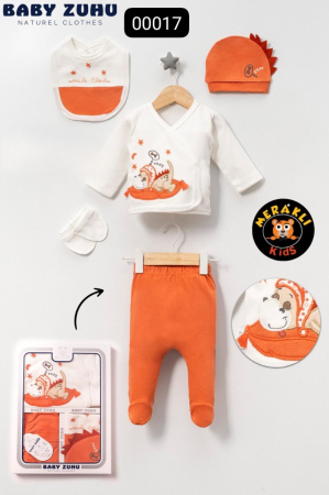 Evenimente - Set nou-născut 5 piese Baby Zuhu cu imprimeu cățeluș somnoros