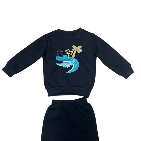 Compleu copii cu imprimeu crocodil și palmier [1]