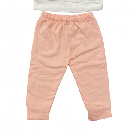 Set bebeluși, 2 piese – bluză albă cu imprimeu iepuraș și pantaloni roz piersică [2]