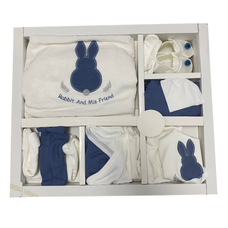Set complet nou-născut din bumbac 10 piese cu imprimeu iepuraș „Rabbit and His Friend” [1]