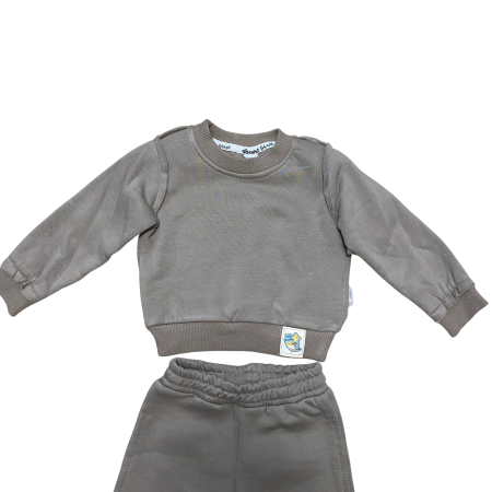 Set trening bebeluș gri din bumbac moale cu detaliu brodat [1]