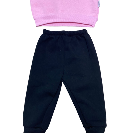 Compleu fetiță roz „Do What You Love” – bluză cu mesaj motivațional și pantaloni negri [2]