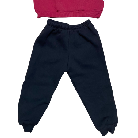 Compleu fetiță vișiniu „Sweet Cherries” – bluză cu imprimeu cireșe și pantaloni negri [2]