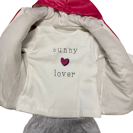 Compleu fetiță 3 piese cu vestă imprimeu iepurași [3]