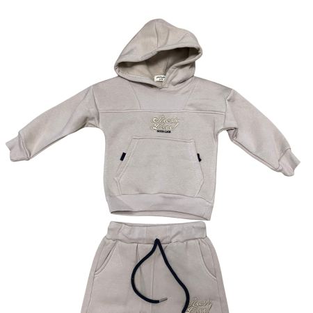 Compleu băiețel gri „Lucky Mood” – hanorac cu glugă și pantaloni sport [1]