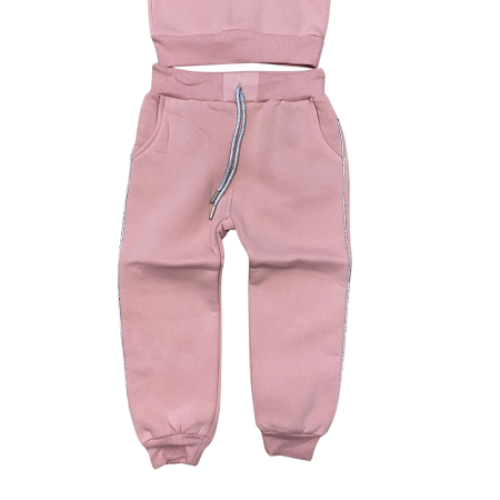 Compleu fetiță roz pudră „Shiny Heart” – hanorac cu glugă și pantaloni cu dungi laterale [2]