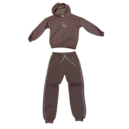 Fete - Set trening cu hanorac cu glugă și pantaloni cu dungi laterale