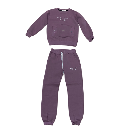 Fete - Set trening din două piese cu buzunar frontal și imprimeu minimalist