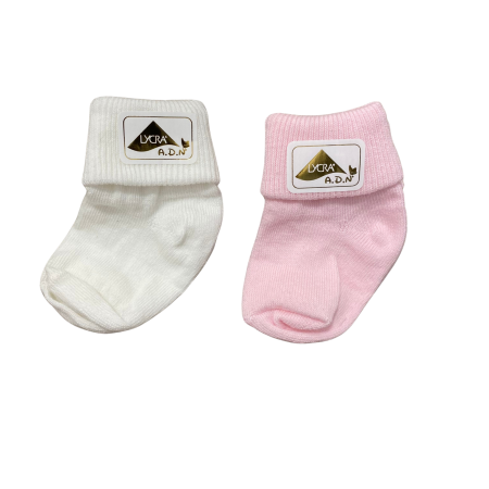 Bebeluși fete - Șosetuțe bebeluș 0-3 luni din bumbac moale – alb & roz, confortabile și elastice