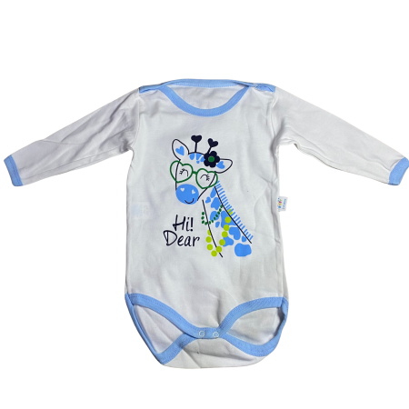 Bebeluși băieți - Body bebe cu mânecă lungă – model girafă Hi Dear