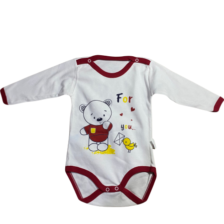 Bebeluși băieți - Body bebe cu mânecă lungă – model For You ursuleț