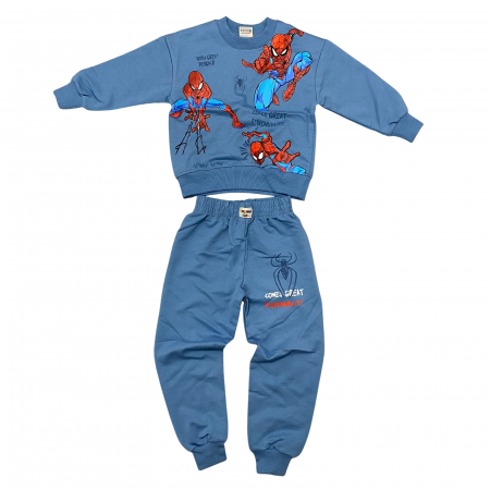 Baieți - Trening copii 2 piese – bluza si pantaloni albastri cu imprimeu Spiderman