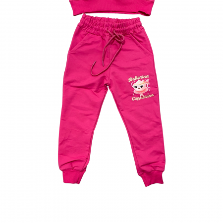 Trening fete 2 piese – bluza si pantaloni roz cu imprimeu Ballerina Cappuccina [2]