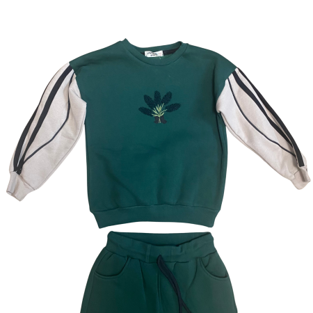 Trening copii din bumbac 2 piese cu dungi laterale și broderie centrală [1]