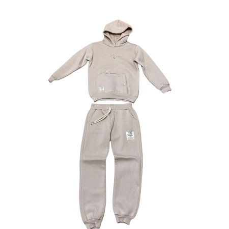 Fete - Set trening cu hanorac cu buzunar frontal și pantaloni cu manșete