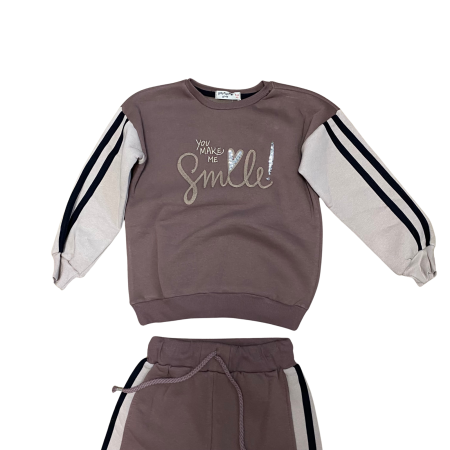 Trening copii din bumbac 2 piese cu inscripție „You Make Me Smile” și dungi laterale [1]