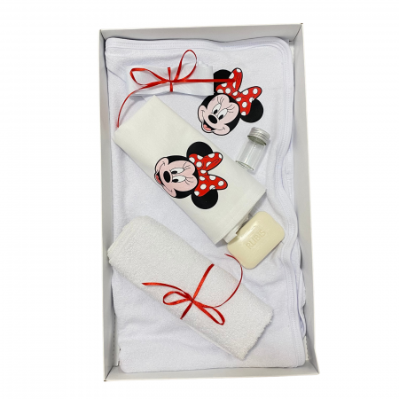 Trusou botez fetiță Minnie Mouse  – set complet cu prosop, săpun și accesorii [1]