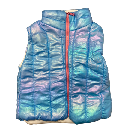 Articole de iarna - Vesta copii groasă albastru holografic cu fermoar