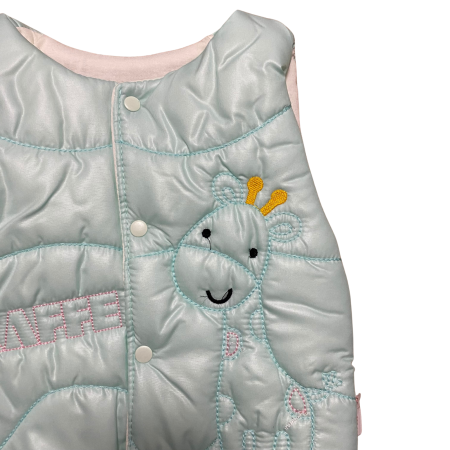 Vesta matlasată turcoaz cu girafă brodată [1]