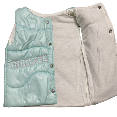 Vesta matlasată turcoaz cu girafă brodată [2]